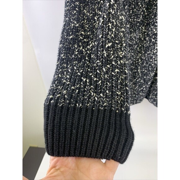 Banana Republic Full Zip Cardigan Sweater Tunic Black White Speckled Womens XL - Picture 2 of 13